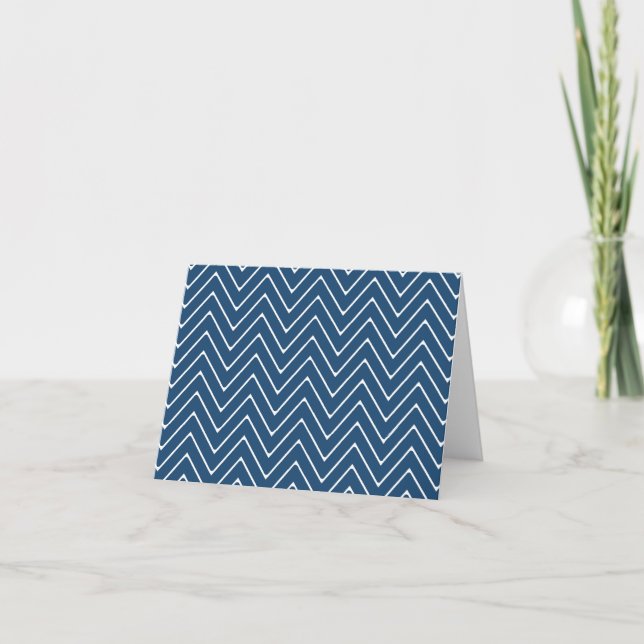 Navy Blue White Chevron Pattern 2A Card (Front)