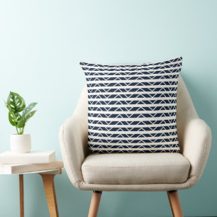 Navy Blue White Chevron Pattern  Cushion