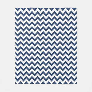 Navy Blue White Chevron Pattern Fleece Blanket