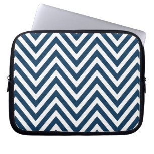 NAVY BLUE WHITE CHEVRON PATTERN LAPTOP SLEEVE