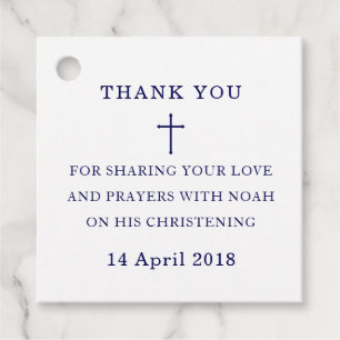 Navy Blue White Cross Thank You Gift Tag