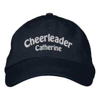 Navy Blue & White Custom Cheerleader's Embroidered Hat