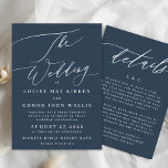 Navy Blue White Elegant The Wedding Invitation<br><div class="desc">This card is part of a large collection - click below or ask me for me info</div>