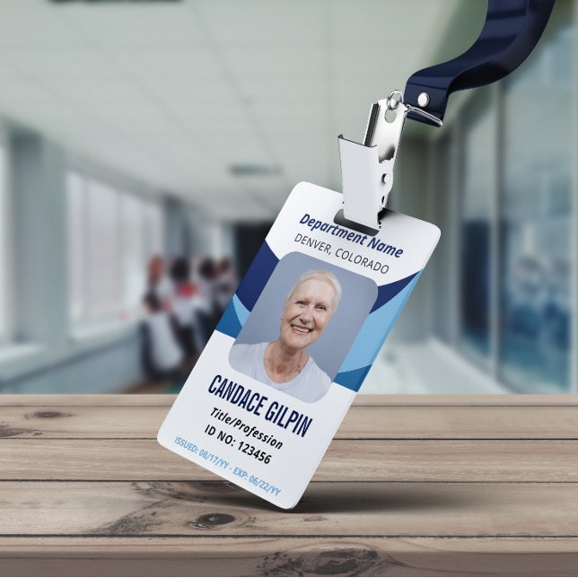Navy Blue White Employee Photo ID ID Badge (Creator Uploaded)