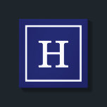 Navy Blue White Framed Initial Monogram Canvas Print<br><div class="desc">Navy Blue and White Framed Initial Monogram A stylish solid background with a white framed area for your monogram, name or other text. You can also change the text font, change the font size and colour, move the text, etc. If you would like this design in other colours, just drop...</div>