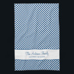 Navy Blue White French Plaid Check Country Gourmet Tea Towel<br><div class="desc">Personalised Elegant Navy Blue White Check Pattern Country Family Gourmet kitchen towel</div>