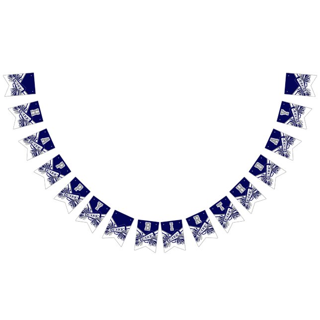 Navy Blue, White, Grey Cheerleader Birthday Bunting (All)