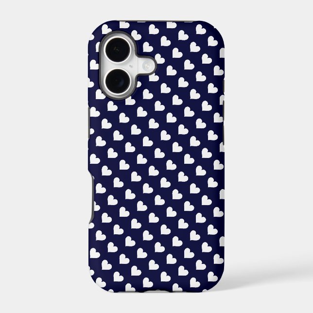 Navy Blue & White Heart Pattern iPhone 5 Case (Back)