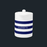 Navy Blue White Horiz Preppy Stripe #3 Monogram<br><div class="desc">Classic Navy Blue and White Preppy Horizontal Rugby Stripes #3 Name Monogram A stylish bold horizontal stripe pattern with a template for your name, initials or other text. You can also customise the text font, font colour, font size and rotation, move or remove the sample text, add additional text fields,...</div>