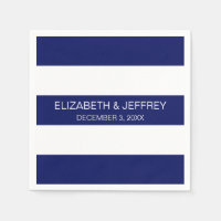 Navy Blue White Horiz Preppy Stripe #3 Monogram