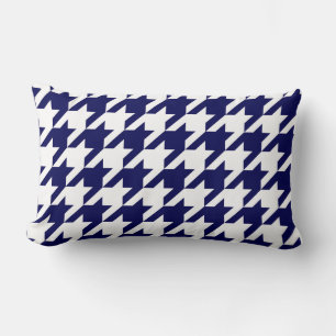 Navy Blue White Huge Houndstooth Lumbar Cushion