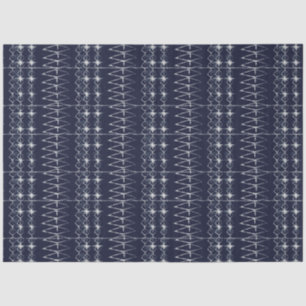 Navy Blue White Lines Tie Dye Traditional Pattern Tissue Paper