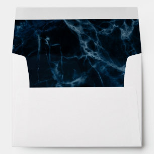 Navy Blue White Marble Pre-Printed Address 5x7 Envelope