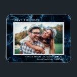 Navy Blue White Marble Save the Date Photo Magnet<br><div class="desc">Elegant navy blue white marble save the date photo magnet. For more advanced customisation of this design,  Please click the "Customise further" link.  Matching items are also available</div>