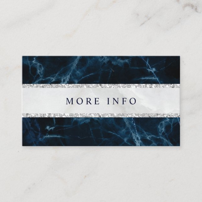 Navy Blue White Marble Wedding More Info Enclosure Card (Front)
