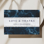 Navy Blue White Marble Wedding Thank You Card<br><div class="desc">Elegant navy blue white marble with silver glitter stripes wedding thank you card.
For more advanced customisation of this design,  Please click the "Customise further" link.  Matching items are also available</div>