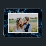 Navy Blue White Marble Wedding Thank You Magnet<br><div class="desc">An elegant navy blue white marble wedding thank you photo magnet.
For more advanced customisation of this design,  Please click the "Customise further" link.  Matching items are also available</div>
