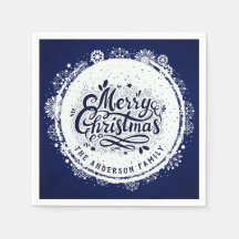 Navy Blue & White Minimal Elegant Merry Chirtsmas