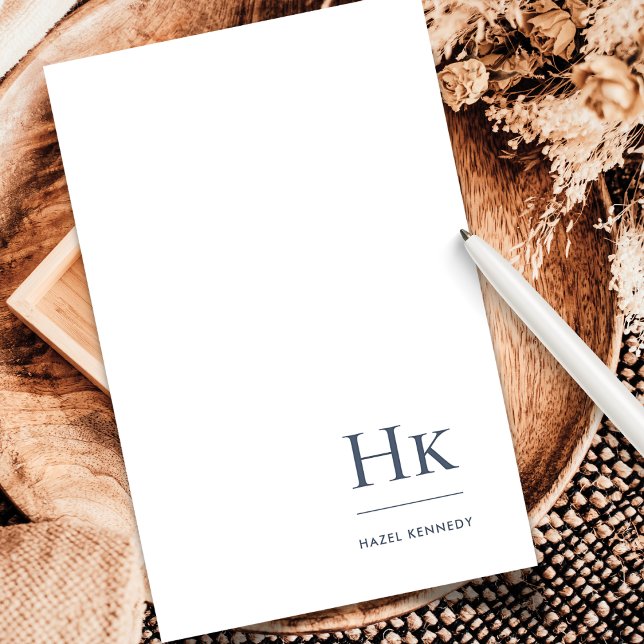 Navy Blue White Monogram Classic Personalised Stationery (Creator Uploaded)