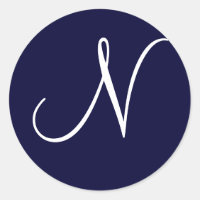 Navy Blue & White Monogram Initial "N"