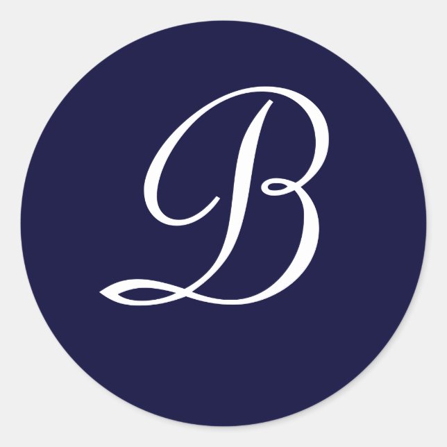 Navy Blue & White Monogram Initial Seal "B" (Front)