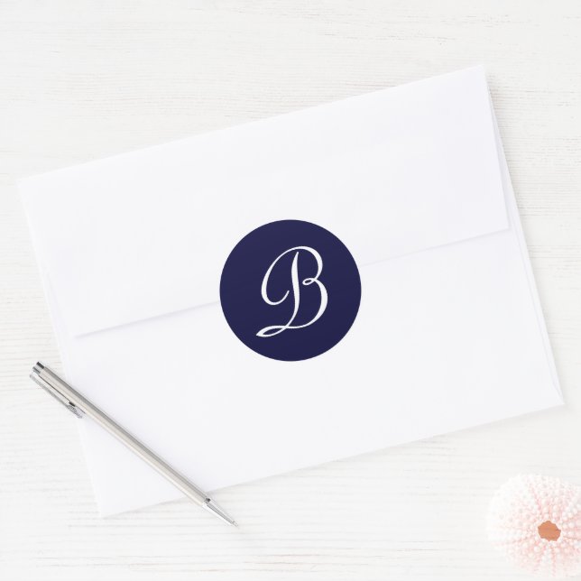 Navy Blue & White Monogram Initial Seal "B" (Envelope)