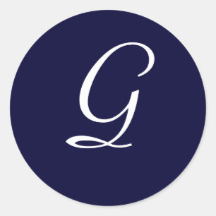 Navy Blue & White Monogram Initial Seal "G"