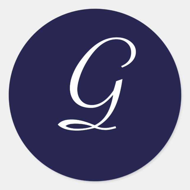 Navy Blue & White Monogram Initial Seal "G" (Front)