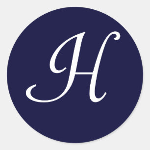 Navy Blue & White Monogram Initial Seal "H"