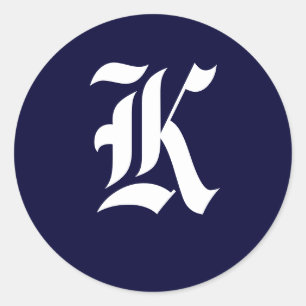 Navy Blue & White Monogram Initial Seals "K"