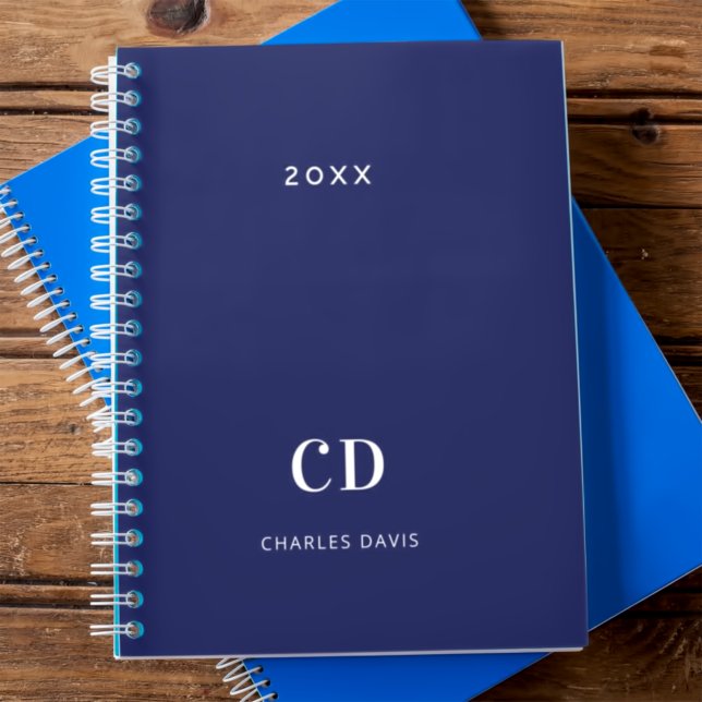 Navy blue white monogram name 2023 planner (Creator Uploaded)