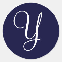 Navy Blue & White Monogram Y