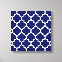 Navy Blue White Moroccan Quatrefoil Pattern #5