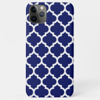 Navy Blue White Moroccan Quatrefoil Pattern #5