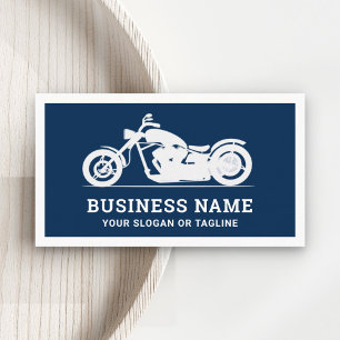 Navy Blue White Motorbike Motorcycle Mechanic Business Card