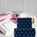 Navy blue white name script wrapping paper<br><div class="desc">Navy blue background colour,  white text. 
Personalise and add a name and age. Handwritten style script.</div>