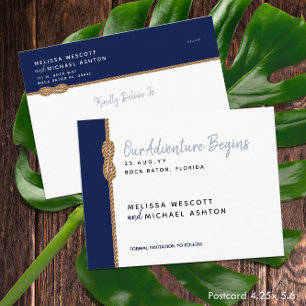 ⚓️Navy Blue & White Nautical Budget Save The Date Announcement Postcard