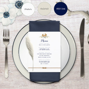 Navy Blue & White Nautical Budget Wedding Menu ⚓