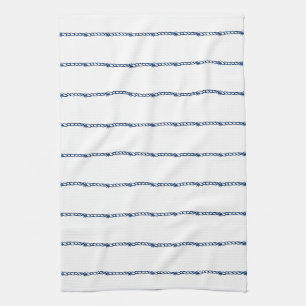 Navy Blue white nautical ropes pattern Kitchen Tow Tea Towel