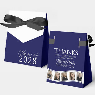 Navy Blue & White Photo Collage Filmstrip Favour Box