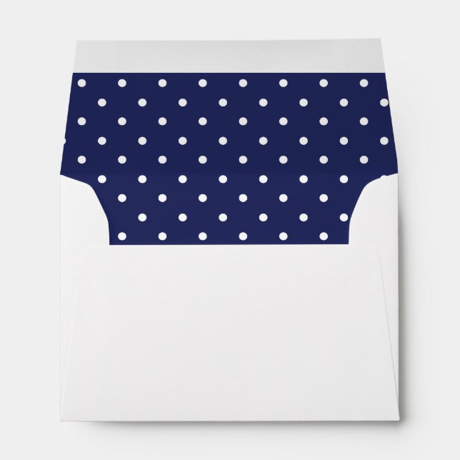 Navy Blue White Polka Dot Lined Envelopes (Back (Bottom))