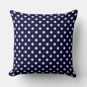 Navy Blue White Polka Dot Pattern Cushion
