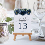 Navy Blue White Pumpkin Fall in Love Table Numbers<br><div class="desc">Help your guests easily find their way with these lovely double sided table number cards. Easily edit the numbers,  names and date! This design features a beautiful dusty blue floral bouquet and elegant script font!</div>