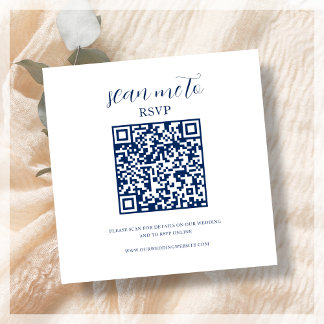 Navy Blue & White | RSVP QR Code Enclosure Card