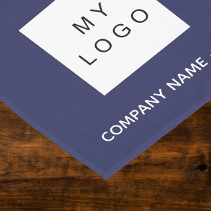 Navy blue white salon business logo short table runner
