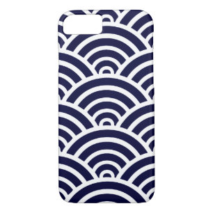 Navy Blue & White Scallop Pattern Case-Mate iPhone Case
