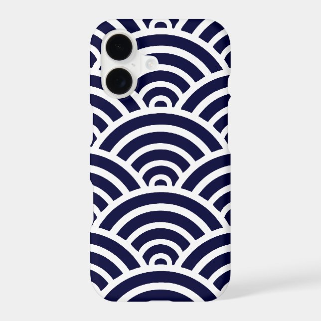 Navy Blue & White Scallop Pattern iPhone 7 Case (Back)
