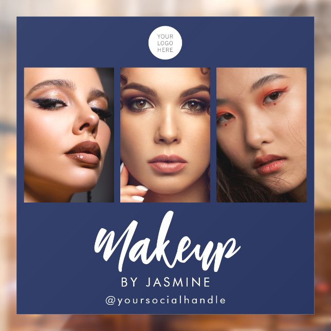 Navy Blue White Script Logo Photo Makeup (Sheet 2)