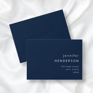 Navy Blue White Simple Minimalist Typography Envelope