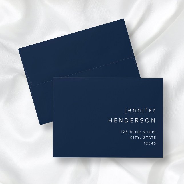 Navy Blue White Simple Minimalist Typography  Envelope (Creator Uploaded)